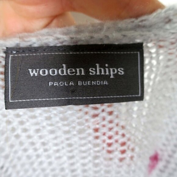 Wooden Ships Oversized Knit Sweater V-Neck Mohair Blend Polka Dot Women's XS/SM - Picture 4 of 5